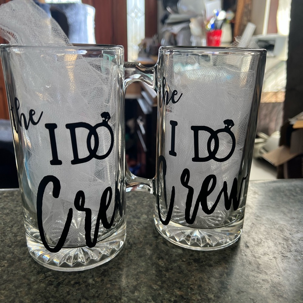 “I do” crew beer mugs